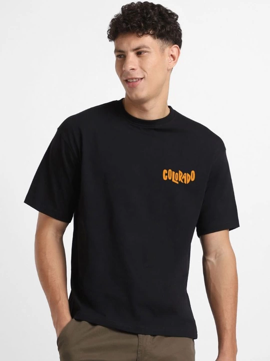 erkek-baskili-oversize-t-shirt-siyah-57638361-sw540sh720 Erkek Tişört Baskılı Oversize Kısa kol T-shirt - Siyah