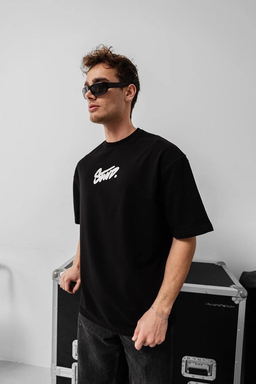 erkek-baskili-oversize-t-shirt-siyah-87839294-sw854sh1280 Erkek Kısa Kol Yazlık Tişört Bisiklet Yaka Baskılı Oversize T-Shirt - Siyah - Görsel 2