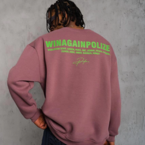 Erkek Bisiklet Yaka Baskılı 3 iplik pamuklu Sweatshirt - Gül Kurusu