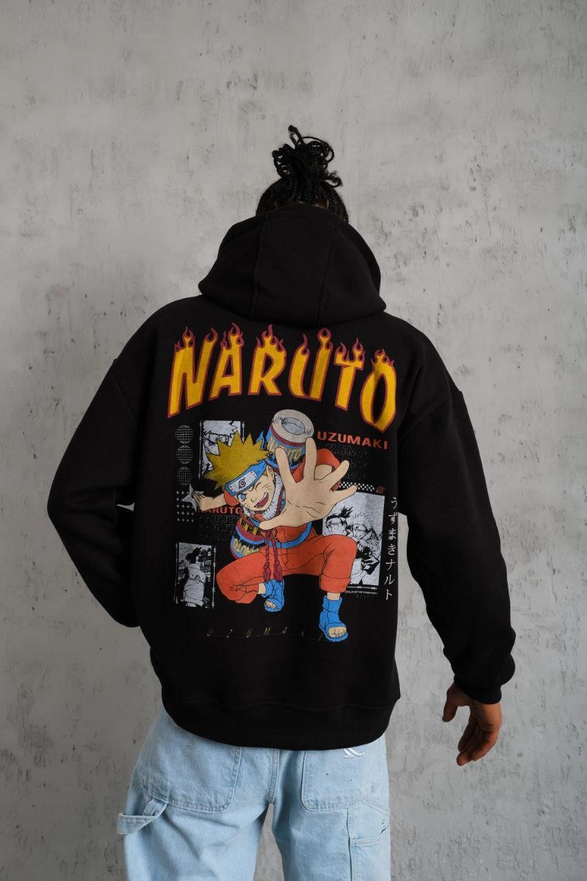 erkek-baskili-sweat-kapusonlu-siyah-279586319-sw853sh1280 Erkek Baskılı Kapüşonlu 3 iplik pamuklu hoodie Sweatshirt - Siyah - Görsel 2