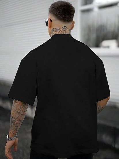 erkek-bisiklet-yaka-kisa-kol-baskili-t-shirt-siyah-99013162-sw413sh550 Erkek Kısa Kol Yazlık Tişört Bisiklet Yaka GÜL Baskılı T-Shirt - Siyah - Görsel 2