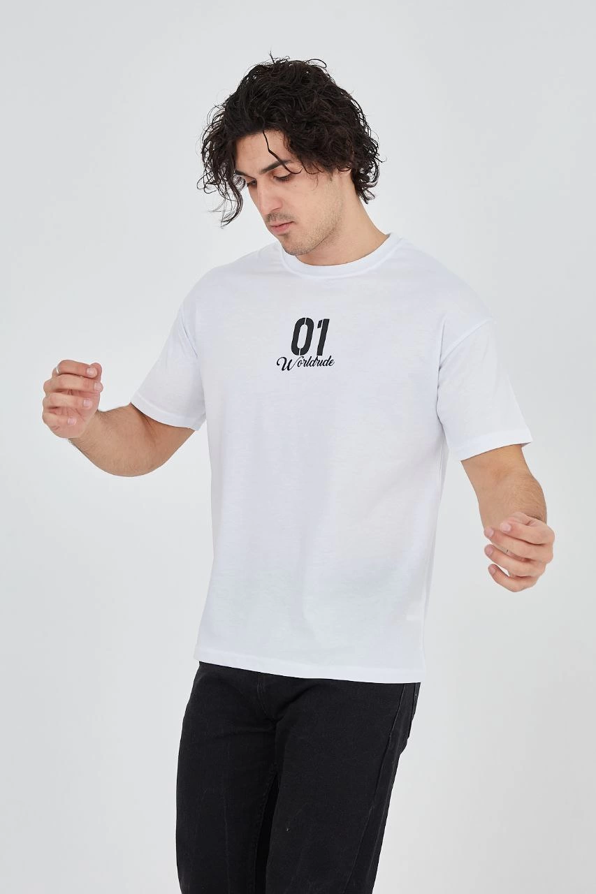erkek-bisiklet-yakali-baskili-t-shirt-beyaz-47317332-sw853sh1280 Erkek Baskılı T-Shirt Kısa Kol Bisiklet Yaka Regular Fit Rahat Kalıp Günlük Tişört - Beyaz - Görsel 2