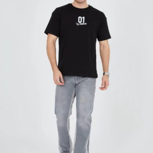 Erkek Baskılı T-Shirt Kısa Kol Bisiklet Yaka Regular Fit Rahat Kalıp Günlük Tişört - Siyah
