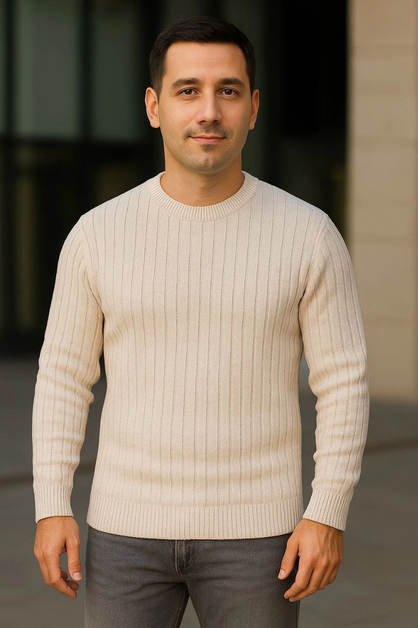 erkek-bisiklet-yuvarlak-yaka-triko-kazak-pamuklu-kalin-fitilli-dokuma-regular-fit-uzun-kollu-kislik-model-bej-75967351-sw853sh1280 Erkek Bisiklet Yaka Triko Kazak Pamuklu Kalın Fitilli Dokuma Regular Fit - Bej - Görsel 2