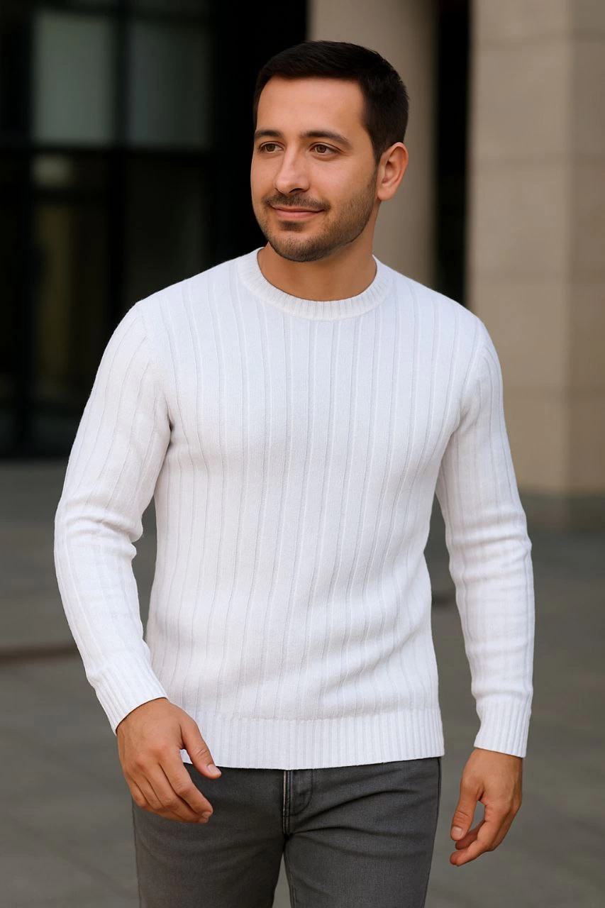 erkek-bisiklet-yuvarlak-yaka-triko-kazak-pamuklu-kalin-fitilli-dokuma-regular-fit-uzun-kollu-kislik-model-beyaz-8791038-sw853sh1280 Erkek Bisiklet Yaka Triko Kazak Pamuklu Kalın Fitilli Dokuma Regular Fit - Beyaz