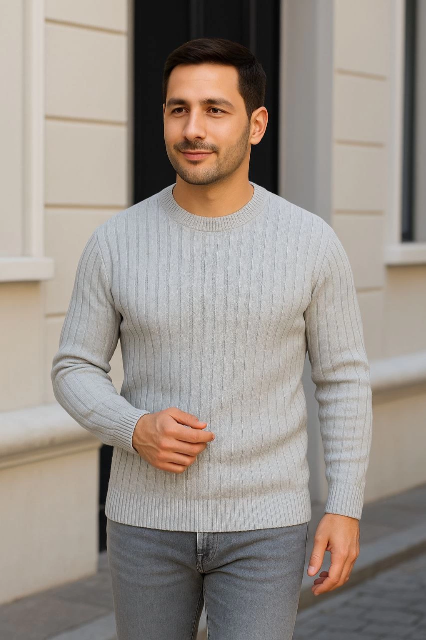 erkek-bisiklet-yuvarlak-yaka-triko-kazak-pamuklu-kalin-fitilli-dokuma-regular-fit-uzun-kollu-kislik-model-gri-8660783-sw853sh1280 Erkek Bisiklet Yaka Triko Kazak Pamuklu Kalın Fitilli Dokuma Regular Fit - Gri - Görsel 2