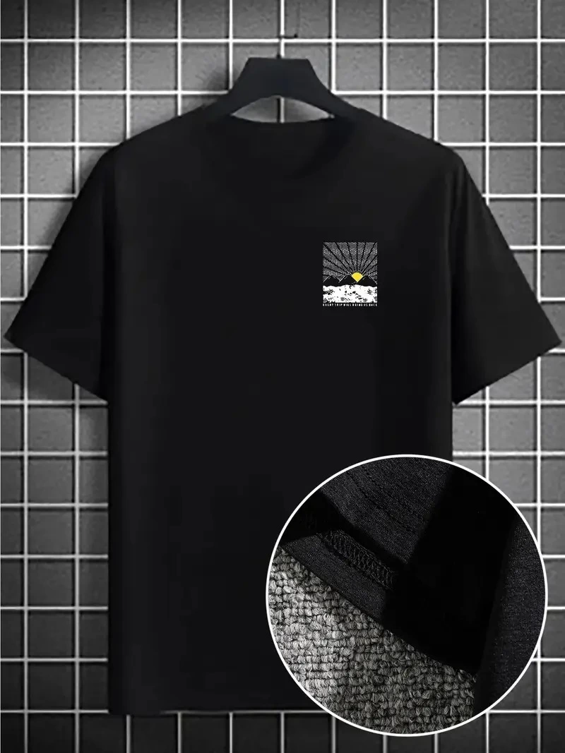 erkek-dag-grafikli-tisort-yaz-icin-buyuk-beden-rahat-t-shirt-siyah-57754742-sw800sh1067 Erkek Tişört Dağ Grafikli Kısa kollu Yazlık T-shirt - Siyah
