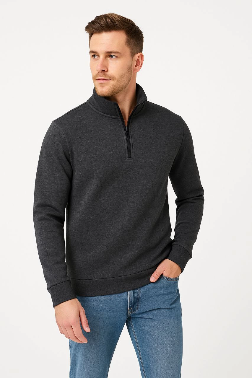 erkek-dik-yaka-sweatshirt-dik-yaka-yarim-fermuarli-3-iplik-sardonlu-pamuk-kumas-antrasit-19091694-sw853sh1280 Erkek Dik Yaka Yarım Fermuarlı 3 İplik Pamuklu Sweatshirt - Antrasit - Görsel 2