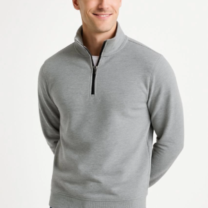 Erkek Dik Yaka Yarım Fermuarlı 3 İplik Pamuklu Sweatshirt - Gri