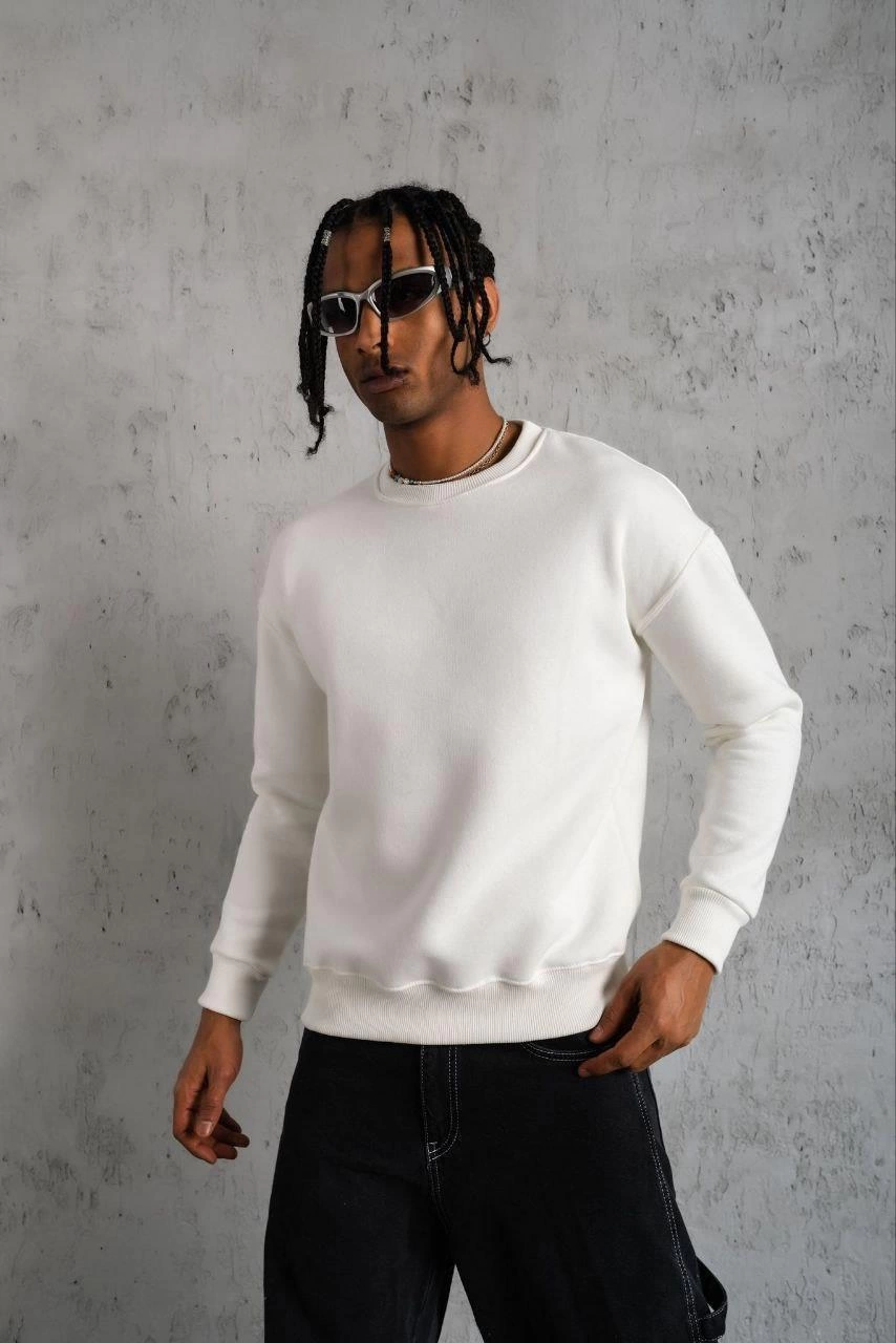 erkek-duz-bisiklet-yaka-sweat-beyaz-125869039-sw854sh1280 Erkek Düz Bisiklet Yaka 3 iplik pamuklu Sweatshirt - Beyaz