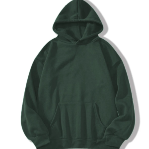 Erkek 3 İplik Pamuklu Kapüşonlu Kanguru Cepli Sweatshirt Hoodie - Koyu Yeşil