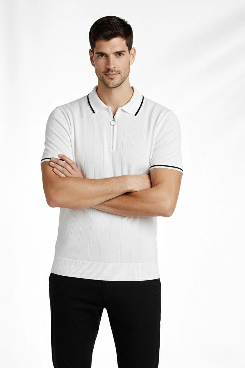 erkek-fermuarli-yaka-fitilli-triko-kisa-kollu-regular-fit-tisort-t-shirt-beyaz-27162516-sw832sh1248 Erkek Yazlık Dokuma Triko Tişört Fermuarlı Polo Yaka Kısa Kol T-Shirt - Beyaz - Görsel 2