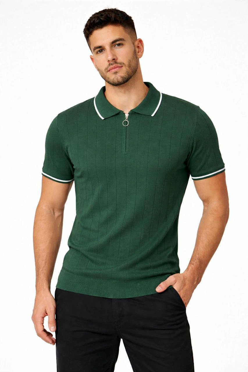 erkek-fermuarli-yaka-fitilli-triko-kisa-kollu-regular-fit-tisort-t-shirt-yesil-66401625-sw853sh1280 Erkek Yazlık Dokuma Triko Tişört Fermuarlı Polo Yaka Kısa Kol T-Shirt - Yeşil - Görsel 2