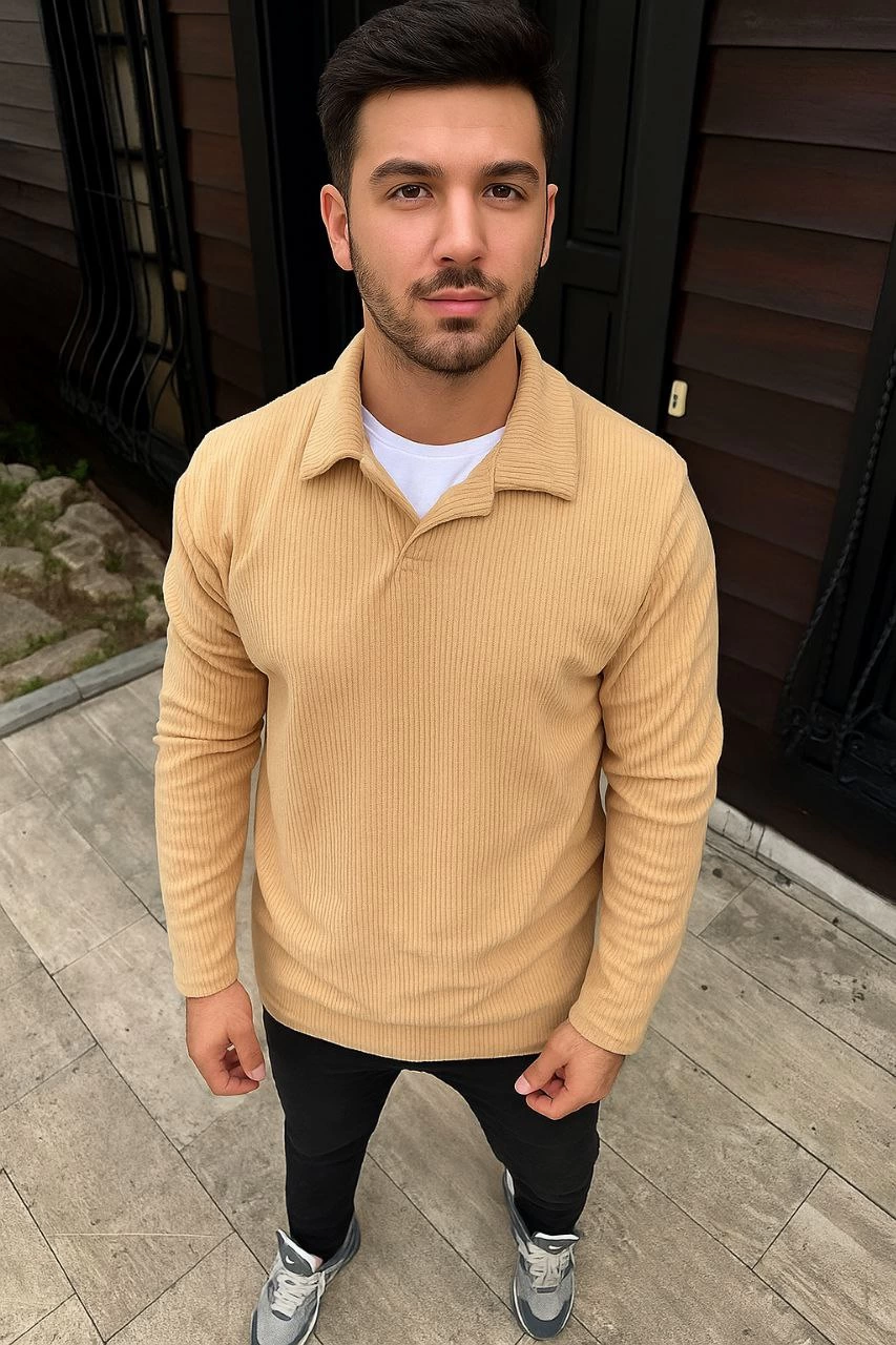 erkek-fitilli-polar-sweatshirt-dugmesiz-polo-yaka-oversize-rahat-kalip-kalin-polar-kumas-kislik-ve-baharlik-sik-gunluk-ust-bej-64974725-sw853sh1280 Erkek Fitilli Polar Sweatshirt Düğmesiz Yaka Oversize - Bej