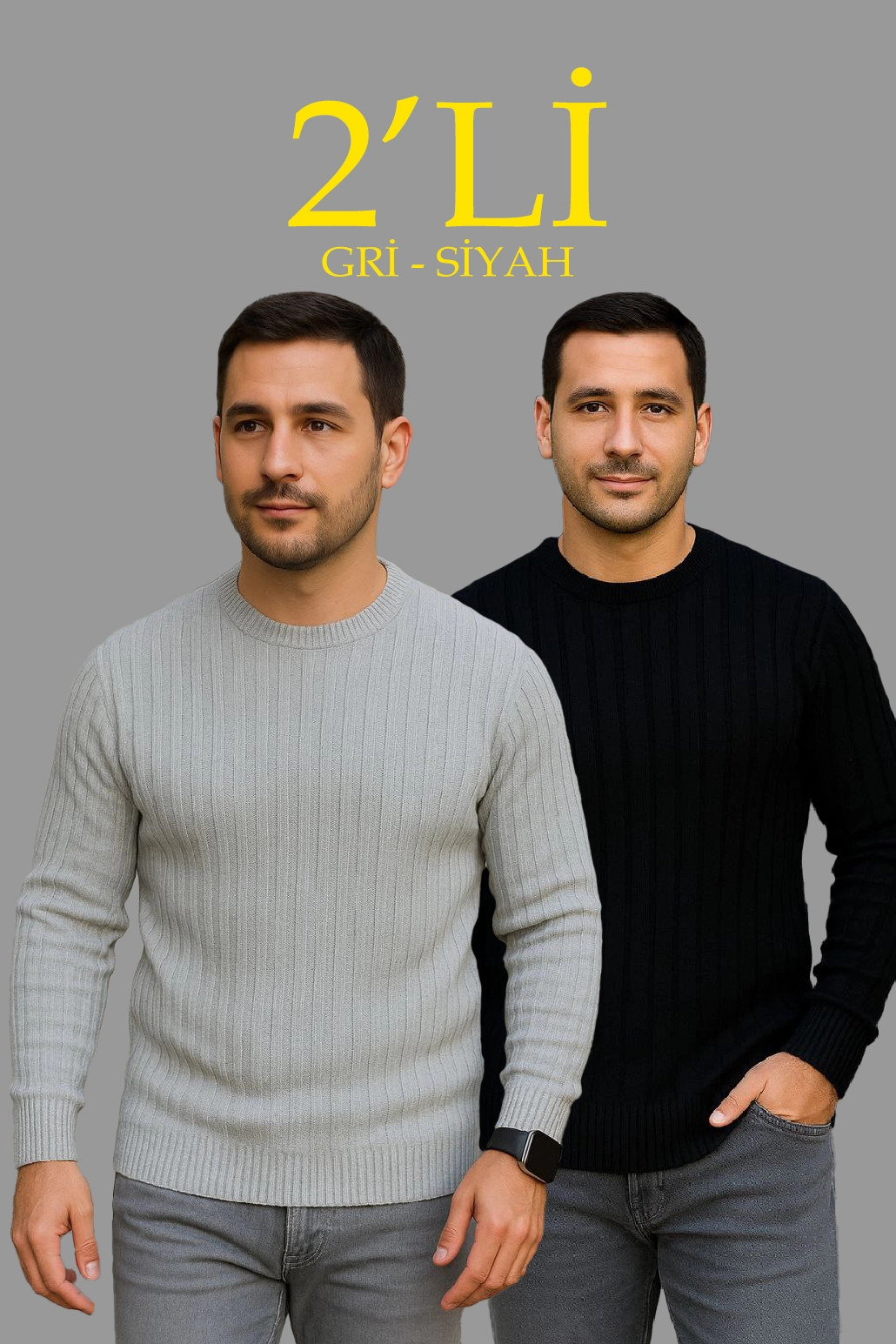 erkek-fitilli-triko-kazak-2li-set-siyah-gri-kalin-dokuma-pamuklu-regular-fit-bisiklet-yaka-uzun-kollu-rahat-kislik-kazak-kombini-55313958-sw1030sh1545 Erkek Fitilli Triko Kazak 2’li Set Siyah Gri Kalın Dokuma Pamuklu Regular Fit Bisiklet