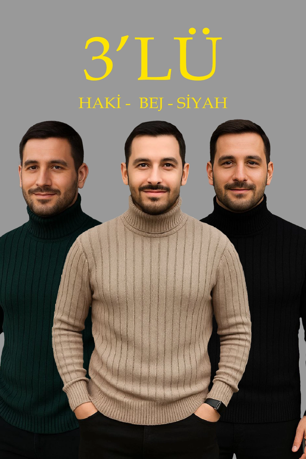 erkek-fitilli-triko-kazak-3-lu-set-gri-haki-siyah-regular-balikci-yaka-tam-bogazli-triko-seti-modeli-kazak-306147-sw1030sh1545 Erkek Fitilli Kazak Tam Boğazlı Balıkçı Yaka Triko 3'lü Set Bej-Haki-Siyah