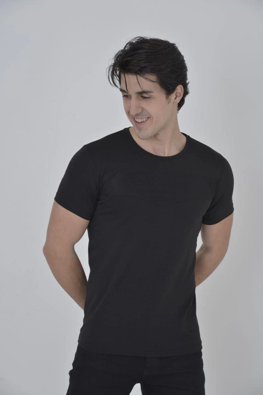 erkek-gogus-fileli-slim-fit-t-shirt-siyah-159710395-sw853sh1280 Erkek Gögüs Fileli T-Shirt Kısa Kol Bisiklet Yaka Slimfit Tişört - Siyah