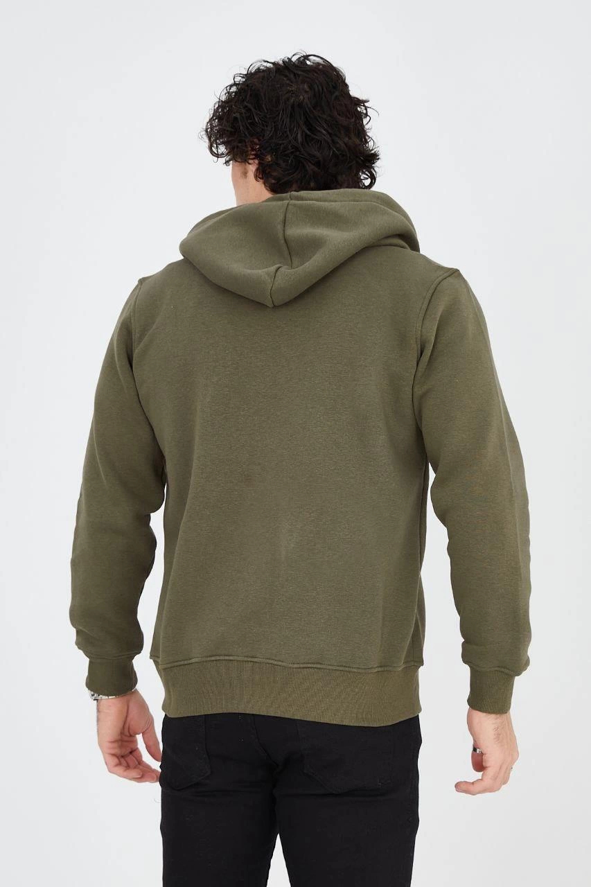 erkek-kapusonlu-baskili-fermuarli-hirka-yesil-229052235-sw853sh1280 Erkek 3 İplik Pamuklu Fermuarlı Kapüşonlu Kanguru Cepli Baskılı Hoodie Hırka Sweatshirt - Yeşil - Görsel 2