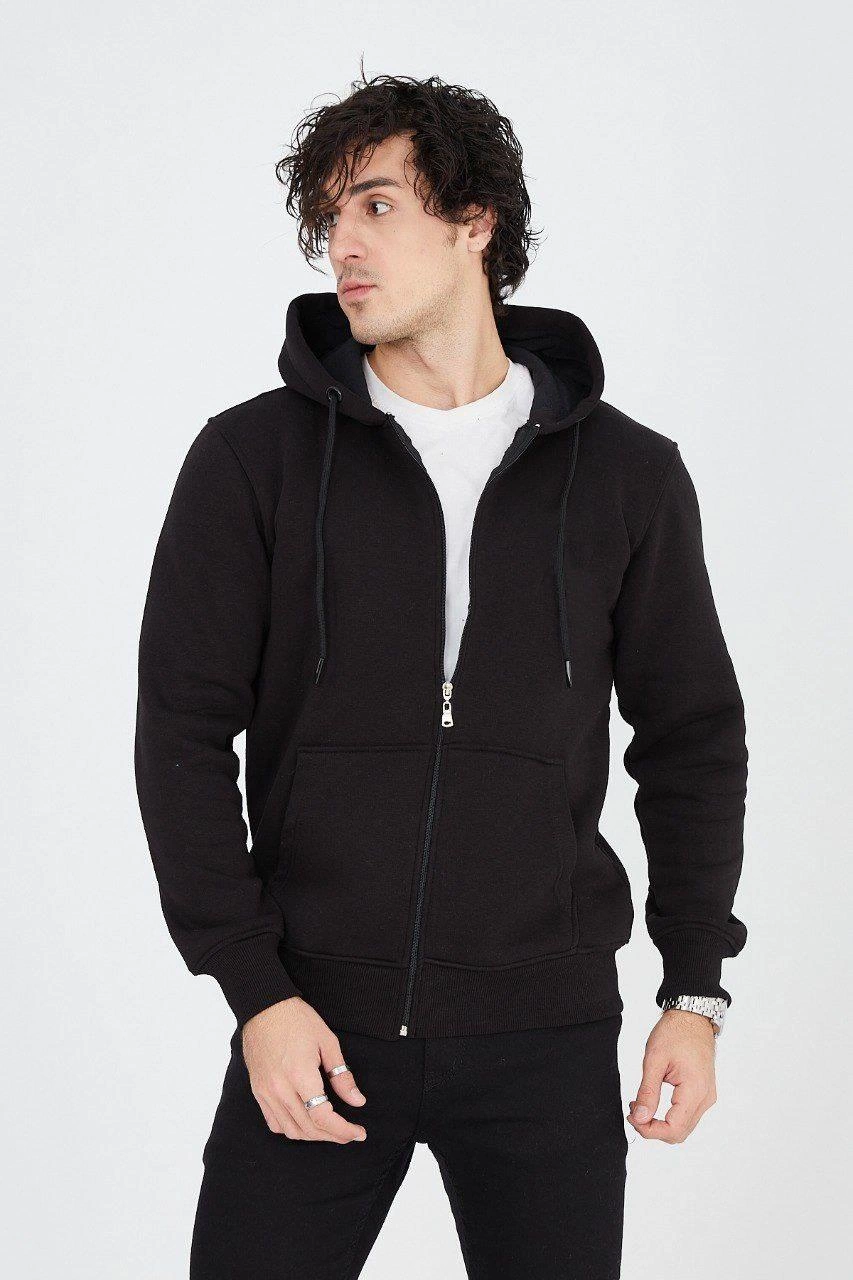 erkek-kapusonlu-duz-fermuarli-hirka-siyah-123970388-sw853sh1280 Erkek 3 İplik Pamuklu Fermuarlı Kapüşonlu Kanguru Cepli Hoodie Hırka Sweatshirt - Siyah