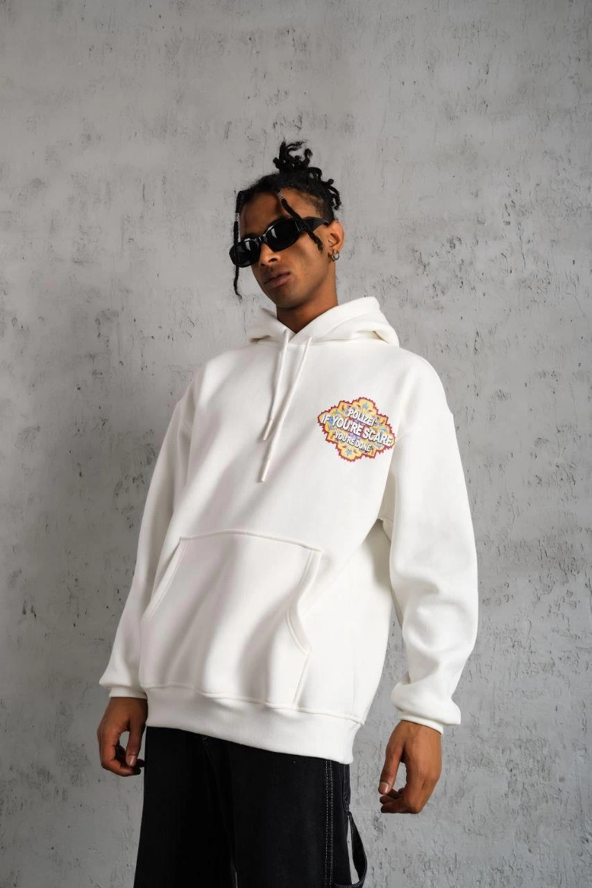 erkek-kilim-desen-kapusonlu-sweat-beyaz-267486493-sw853sh1280 Erkek 3 İplik Pamuklu Kapüşonlu Baskılı Cepli Oversize Sweatshirt Hoodie - Beyaz - Görsel 2