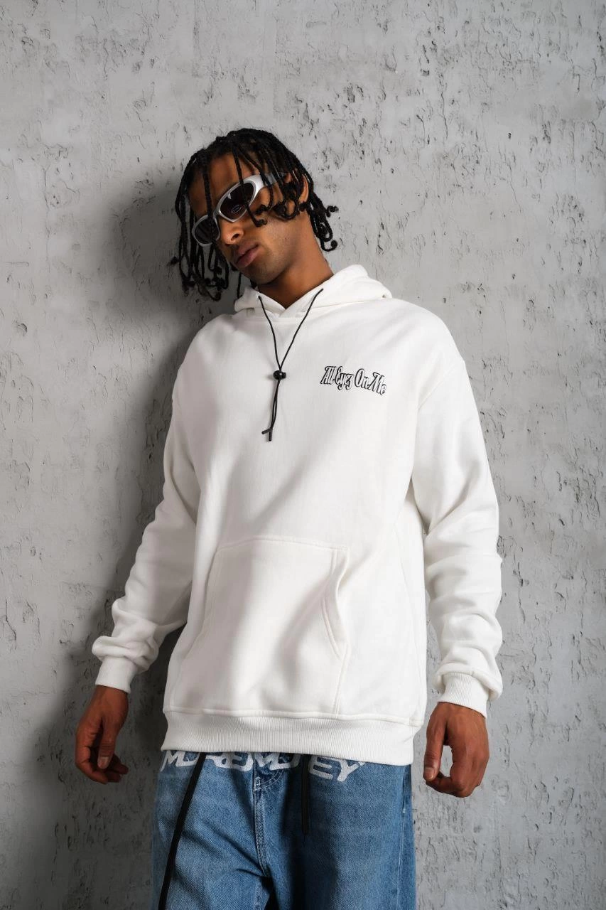 erkek-kol-ve-etek-ribana-baskili-kapusonlu-sweat-beyaz-299750676-sw853sh1280 Erkek 3 İplik Pamuklu Kapüşonlu Baskılı Cepli Oversize Sweatshirt Hoodie - Beyaz - Görsel 2