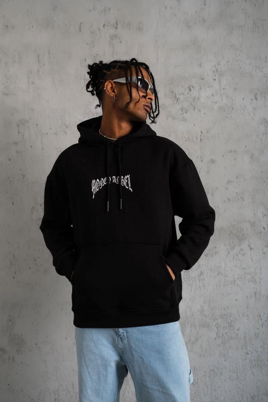 erkek-kordon-ipli-baskili-kapusonlu-sweatshirt-siyah-144800424-sw853sh1280 Erkek 3 İplik Pamuklu Baskılı Kapüşonlu Cepli Sweatshirt Hoodie - Siyah