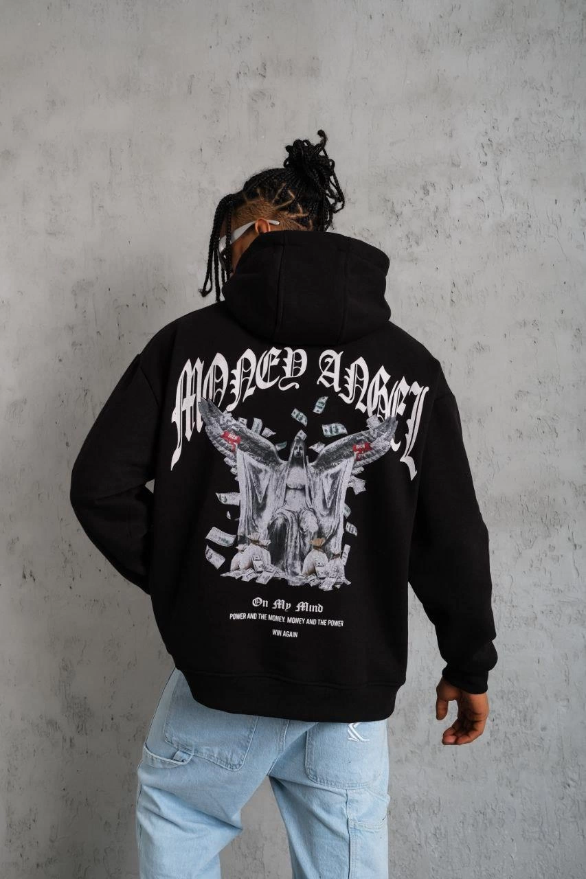 erkek-kordon-ipli-baskili-kapusonlu-sweatshirt-siyah-274986965-sw853sh1280 Erkek 3 İplik Pamuklu Baskılı Kapüşonlu Cepli Sweatshirt Hoodie - Siyah - Görsel 2