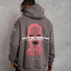 Erkek 3 İplik Pamuklu Kapüşonlu Baskılı Cepli Oversize Sweatshirt Hoodie - Gri