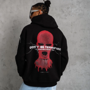 Erkek 3 İplik Pamuklu Kapüşonlu Baskılı Cepli Oversize Sweatshirt Hoodie - Siyah