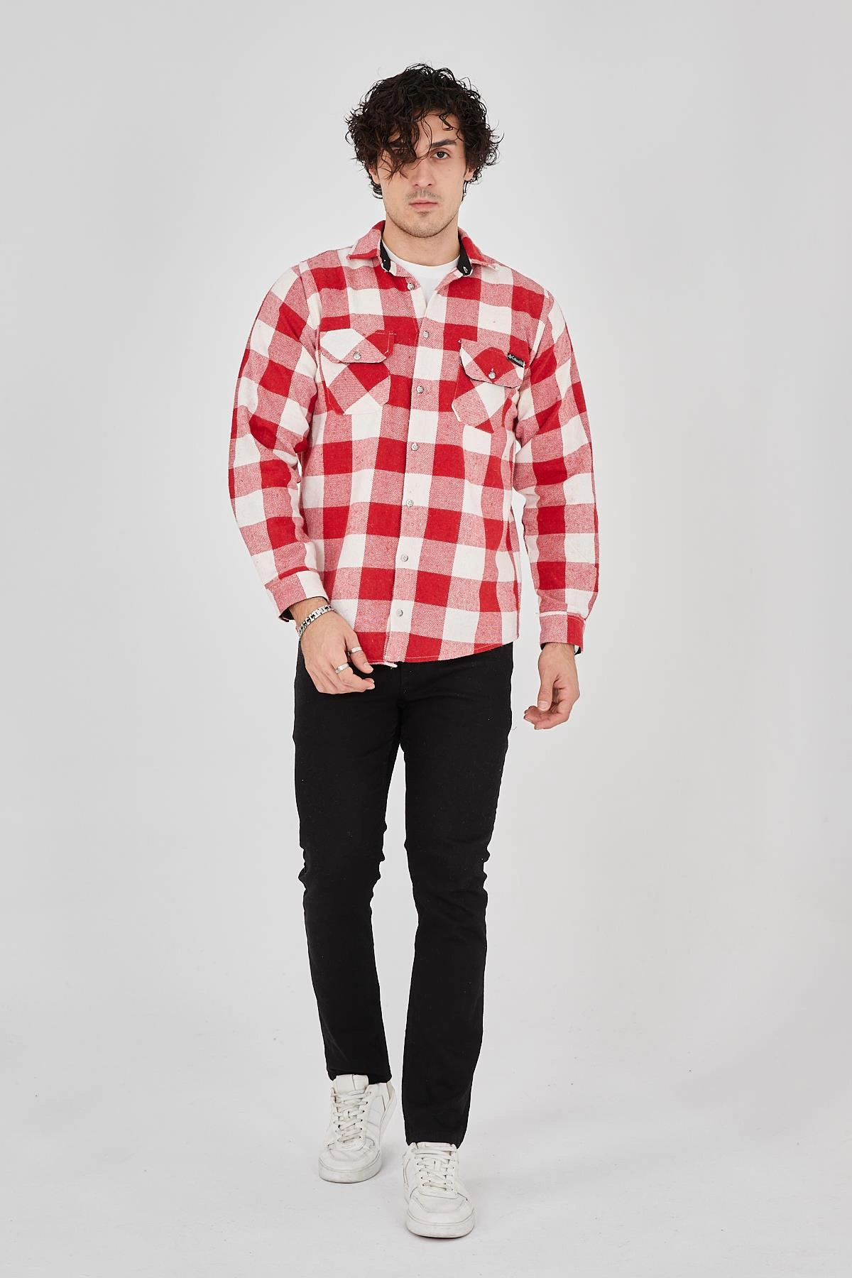 erkek-oduncu-gomlek-pembe-151067626-sw1200sh1800 Erkek Oduncu Gömlek Uzun Kollu Şardonlu Kareli Desen Regular Fit Manşetli Çift - Pembe