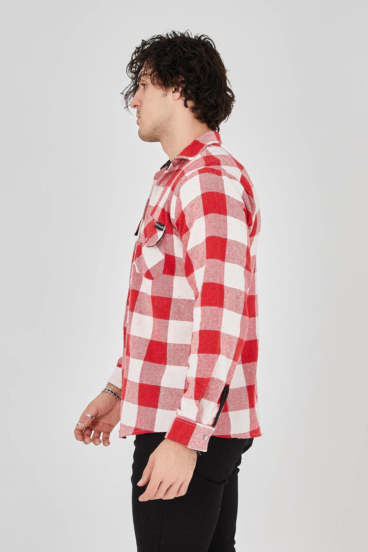 erkek-oduncu-gomlek-pembe-213371155-sw1200sh1800 Erkek Oduncu Gömlek Uzun Kollu Şardonlu Kareli Desen Regular Fit Manşetli Çift - Pembe - Görsel 2