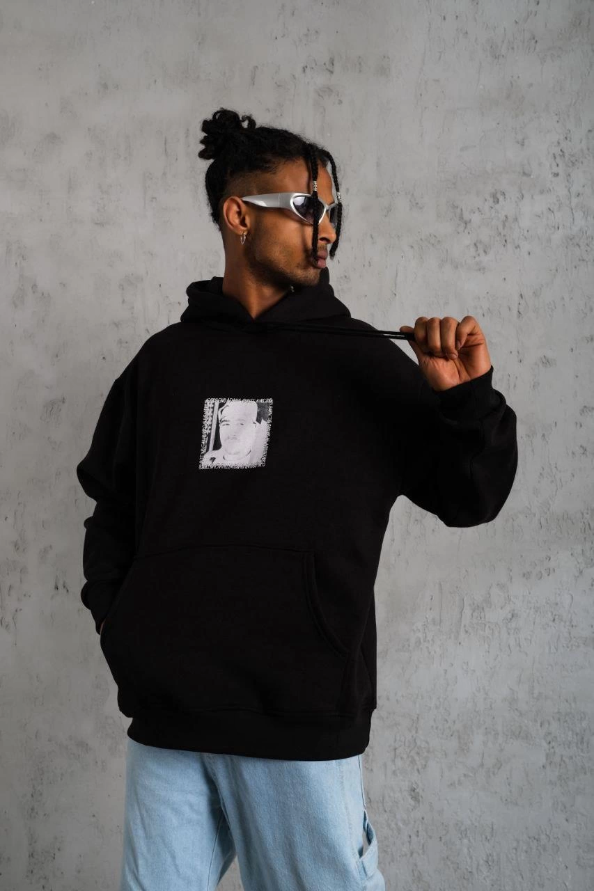 erkek-on-arka-baskili-kapsonlu-sweat-siyah-277148034-sw853sh1280 Erkek 3 İplik Pamuklu Kapüşonlu Baskılı Cepli Oversize Sweatshirt Hoodie - Siyah