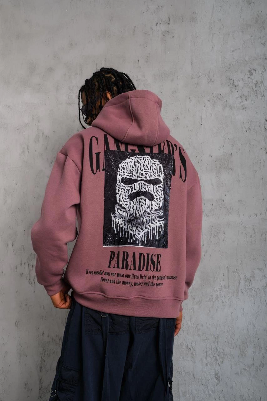 erkek-paradise-baskili-kapusonlu-sweat-gul-kurusu-133395659-sw853sh1280 Erkek 3 İplik Pamuklu Kapüşonlu Baskılı Cepli Oversize Sweatshirt Hoodie - Gül Kurusu