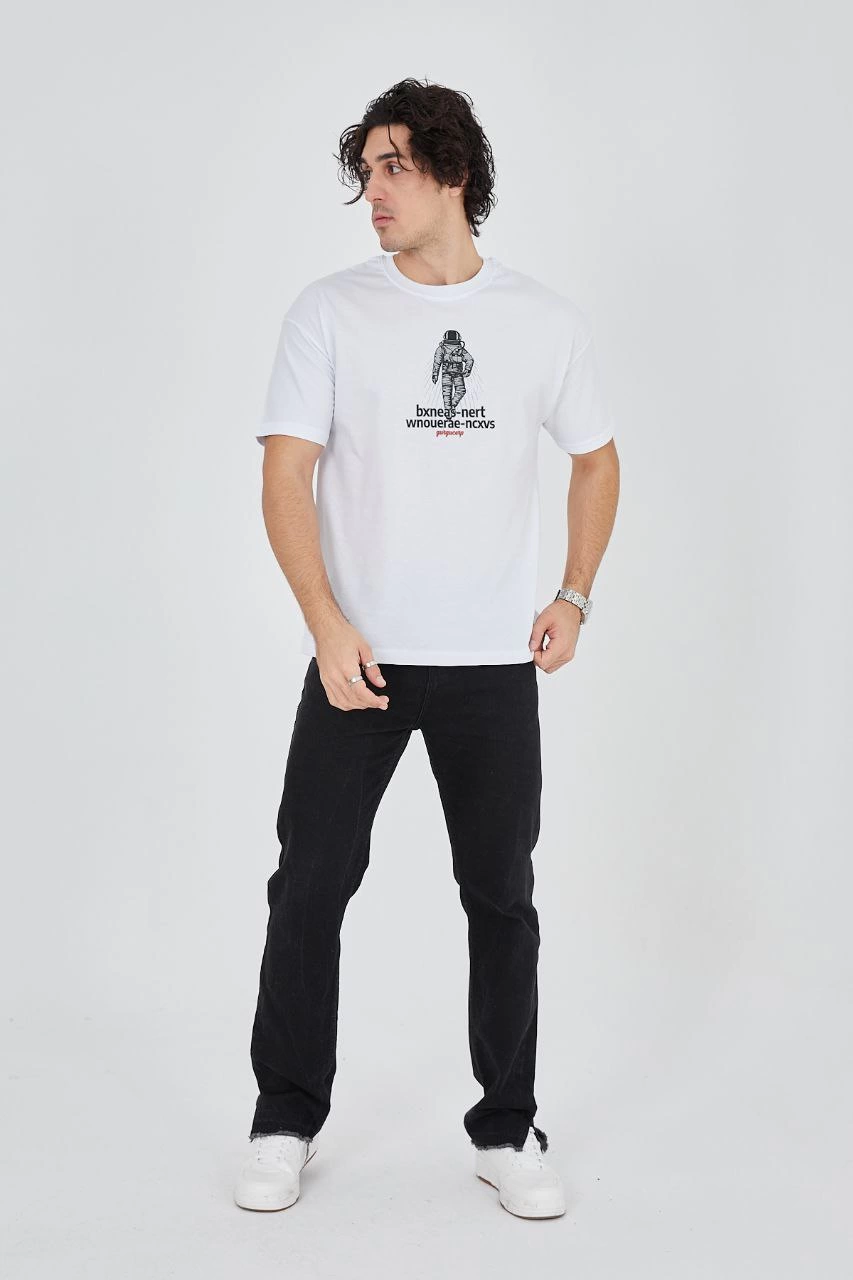 erkek-penye-baskili-t-shirt-beyaz-11379071-sw853sh1280 Erkek Baskılı T-Shirt Kısa Kol Bisiklet Yaka Regular Fit Rahat Kalıp Günlük Tişört - Beyaz - Görsel 2