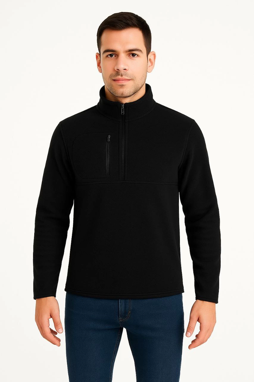 erkek-polar-kazak-dik-yaka-yarim-fermuarli-fermuarli-gogus-cepli-siyah-biyeli-kislik-rahat-regular-fit-gunluk-model-siyah-51136986-sw853sh1280 Erkek Polar Kazak Dik Yaka Yarım Fermuarlı Fermuarlı Göğüs Cepli Siyah Biyeli - Siyah - Görsel 2