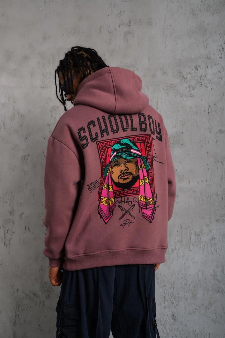 erkek-school-boy-baskili-kapusonlu-sweat-gul-kurusu-151465557-sw853sh1280 Erkek 3 İplik Pamuklu Kapüşonlu Baskılı Cepli Oversize Sweatshirt Hoodie - Gül Kurusu
