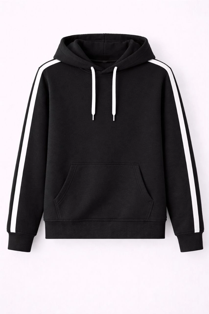 erkek-seritli-kapusonlu-sweatshirt-oversize-3-iplik-pamuklu-siyah-90694593-sw853sh1280 Erkek Şeritli Kapüşonlu Sweatshirt Oversize 3 iplik Pamuklu Hoodei - Siyah - Görsel 2