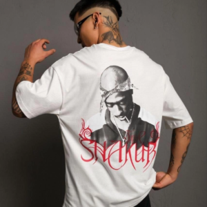 Erkek Baskılı T-Shirt Oversize Kısa kol Bisiklet yaka tişort - Beyaz