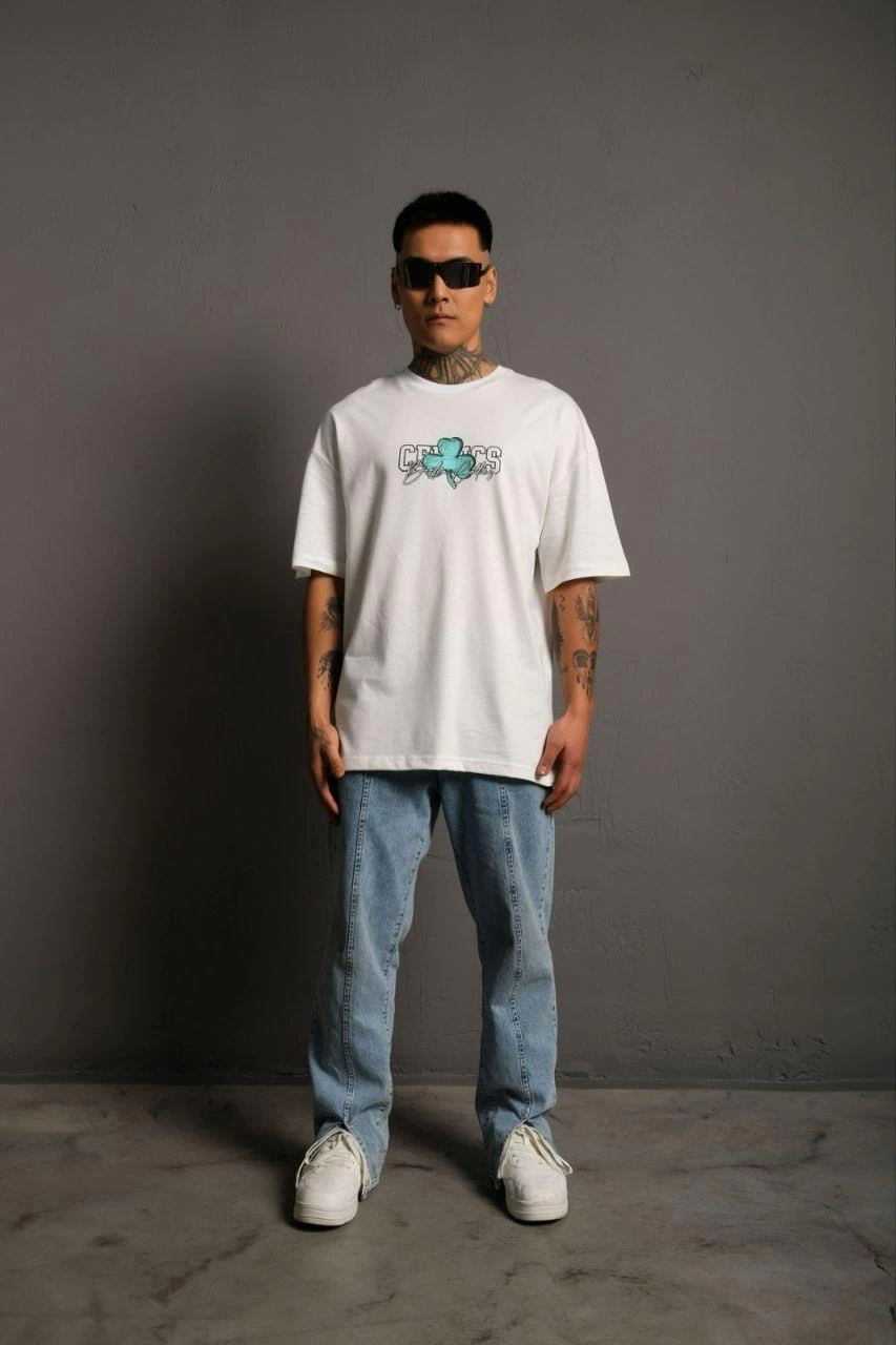 erkek-sirt-baskili-t-shirt-beyaz-241969548-sw853sh1280 Erkek Kısa Kol Yazlık Tişört Bisiklet Yaka Baskılı Oversize T-Shirt - Beyaz - Görsel 2
