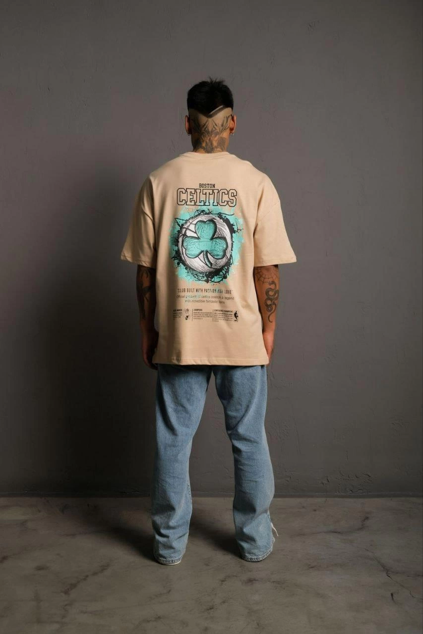 erkek-sirt-baskilit-shirt-bej-114701623-sw853sh1280 Erkek Kısa Kol Yazlık Tişört Bisiklet Yaka Baskılı Oversize T-Shirt - Bej