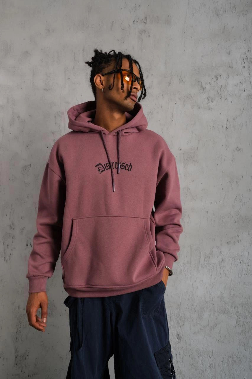 erkek-uc-iplik-baskili-kapusonlu-sweat-gul-kurusu-292843473-sw853sh1280 Erkek 3 İplik Pamuklu Kapüşonlu Kanguru Cepli Sweatshirt Hoodie - Gül Kurusu - Image 2