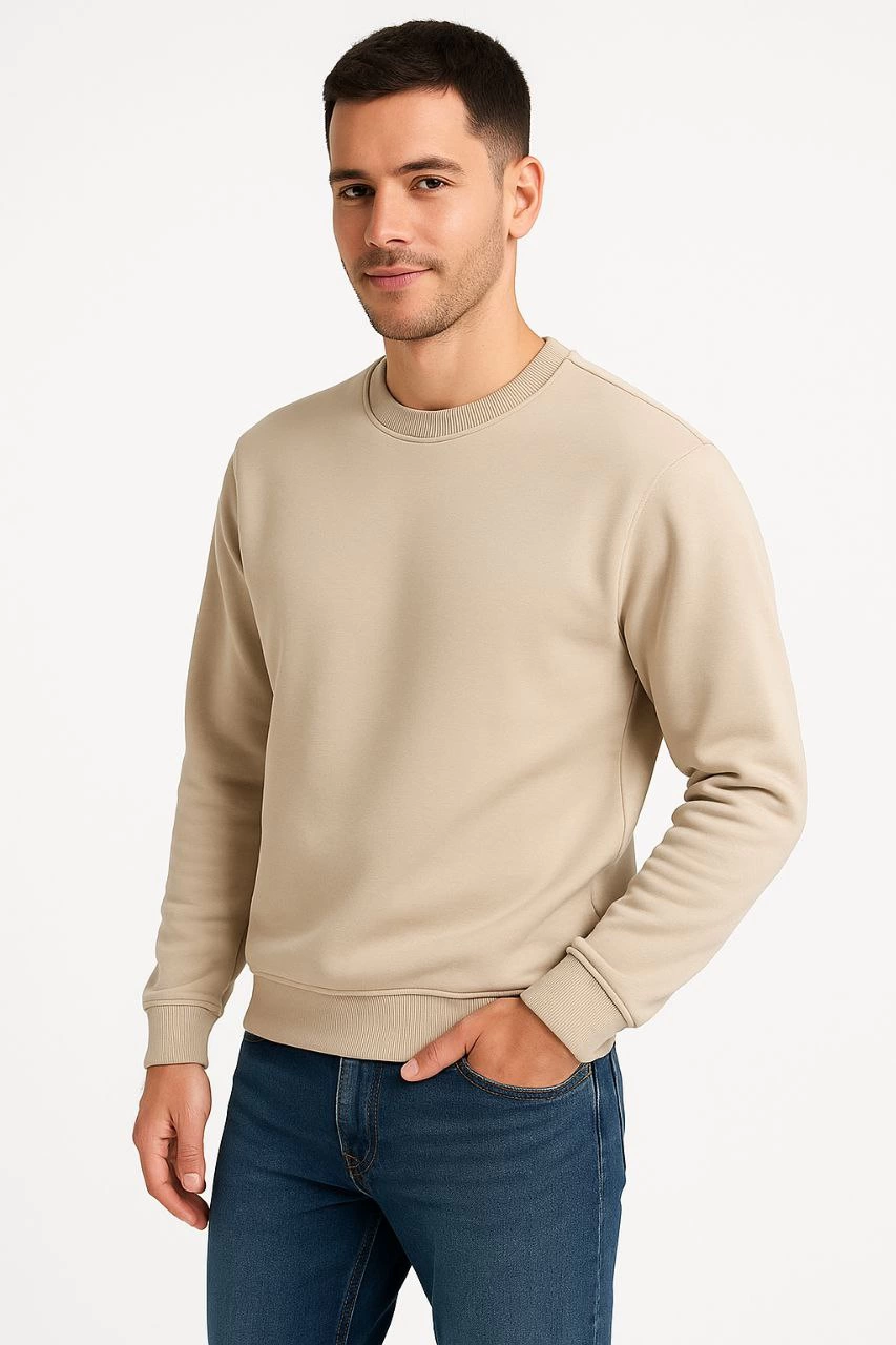 erkek-uc-iplik-duz-bisiklet-yaka-sweatshirt-bej-32968061-sw853sh1280 Erkek 3 İplik Pamuklu Düz Bisiklet Yaka SweatShirt - Bej