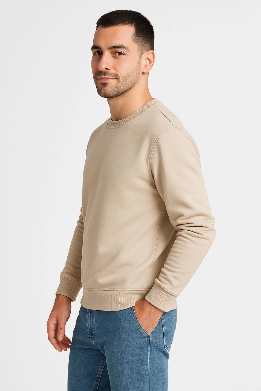 erkek-uc-iplik-duz-bisiklet-yaka-sweatshirt-bej-41481810-sw853sh1280 Erkek 3 İplik Pamuklu Düz Bisiklet Yaka SweatShirt - Bej - Görsel 2