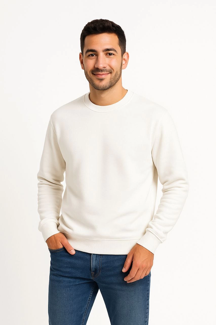 erkek-uc-iplik-duz-bisiklet-yaka-sweatshirt-beyaz-36569595-sw853sh1280 Erkek 3 İplik Pamuklu Düz Bisiklet Yaka SweatShirt - Beyaz
