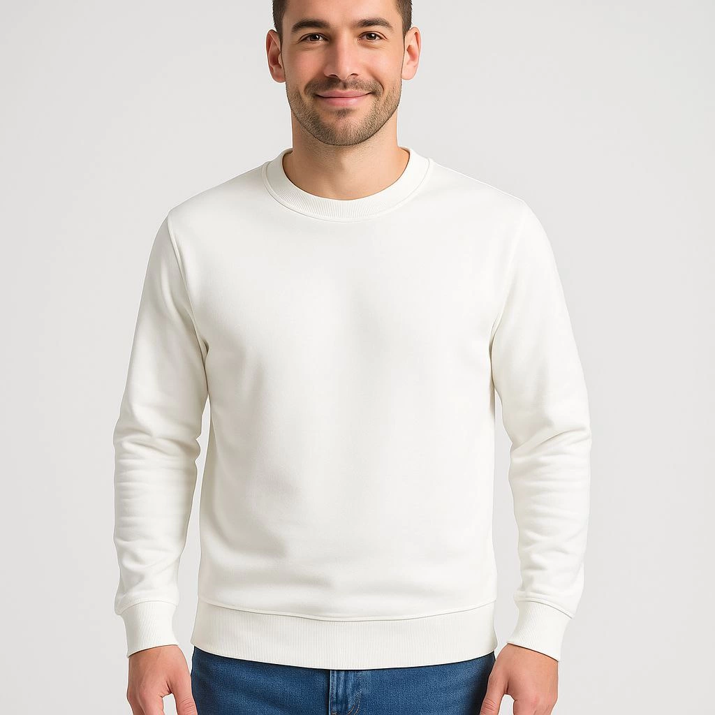 erkek-uc-iplik-duz-bisiklet-yaka-sweatshirt-beyaz-90500018-sw1024sh1024 Erkek 3 İplik Pamuklu Düz Bisiklet Yaka SweatShirt - Beyaz - Görsel 2