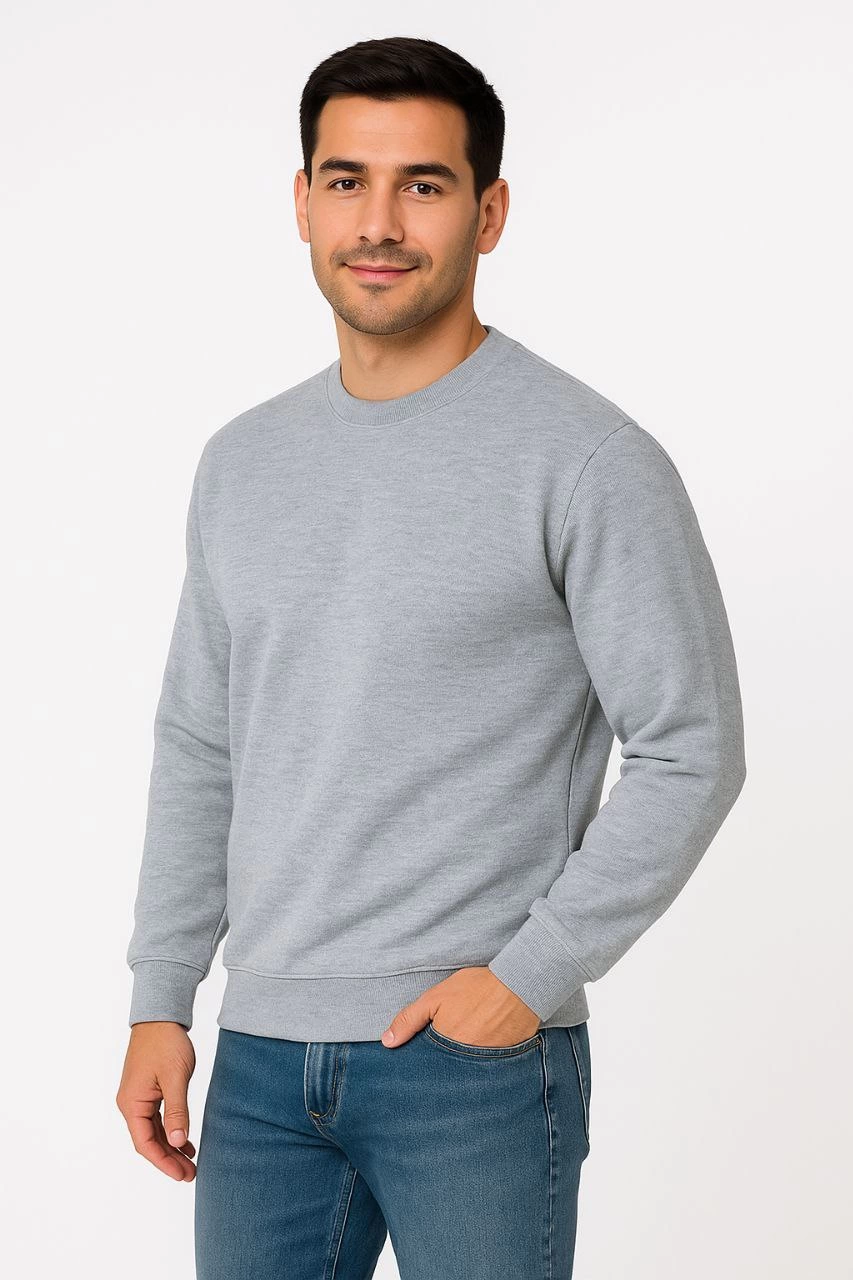 erkek-uc-iplik-duz-bisiklet-yaka-sweatshirt-gri-45630128-sw853sh1280 Erkek 3 İplik Pamuklu Düz Bisiklet Yaka SweatShirt - Gri - Görsel 2
