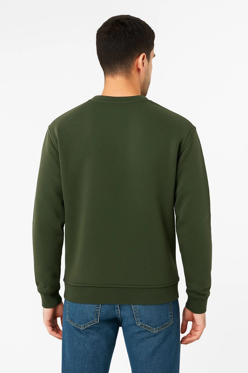 erkek-uc-iplik-duz-bisiklet-yaka-sweatshirt-haki-35603418-sw853sh1280 Erkek 3 İplik Pamuklu Düz Bisiklet Yaka SweatShirt - Haki - Görsel 2