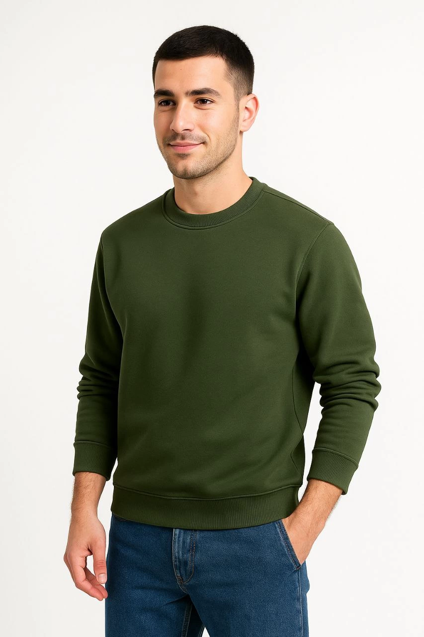 erkek-uc-iplik-duz-bisiklet-yaka-sweatshirt-haki-63273657-sw853sh1280 Erkek 3 İplik Pamuklu Düz Bisiklet Yaka SweatShirt - Haki