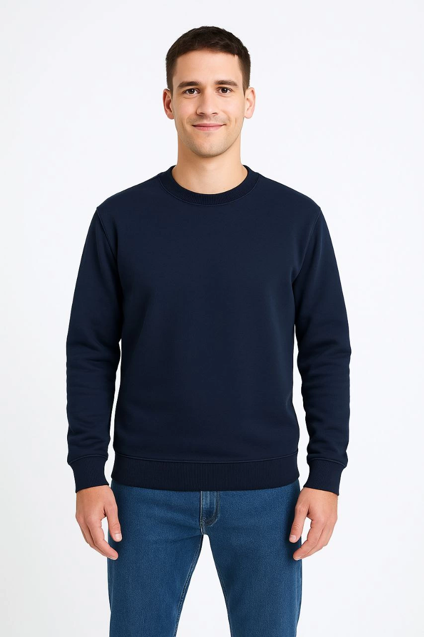 erkek-uc-iplik-duz-bisiklet-yaka-sweatshirt-lacivert-58022040-sw853sh1280 Erkek 3 İplik Pamuklu Düz Bisiklet Yaka SweatShirt - Lacivert - Görsel 2