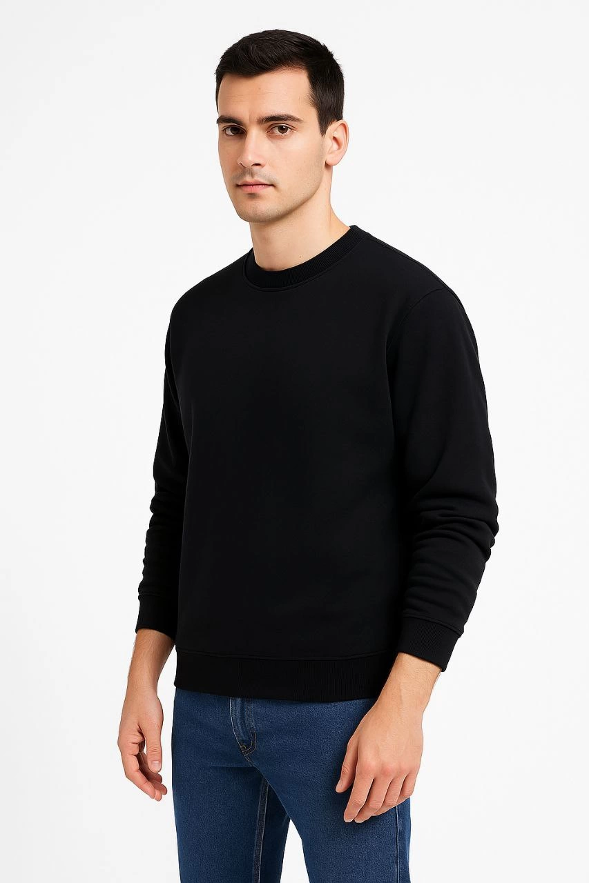 erkek-uc-iplik-duz-bisiklet-yaka-sweatshirt-siyah-96554559-sw853sh1280 Erkek 3 İplik Pamuklu Düz Bisiklet Yaka SweatShirt - Siyah